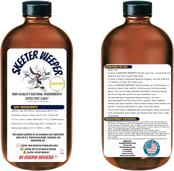 Skeeter Weeper® Smart Pest Control Fogging/Misting System and Premium Natural Misting Solution Bottle (Concentrate)
