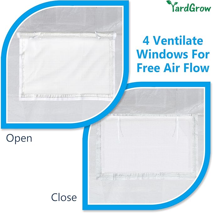 YardGrow 2-Doors Replacement Greenhouse Cover for Larger Walk in Outdoor Yard Plant Gardening Hot House Cover ONLY (10'x7'x6' White)