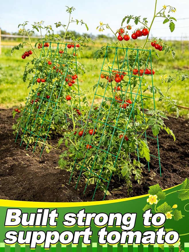 2 Sets Cucumber Trellis for Raised Garden Bed - 4.5mm Wire Heavy Duty Weather-Resistant Foldable A-Frame Metal Plant Support for Squash Pole Bean Climbing Plants Vegetables Outdoor