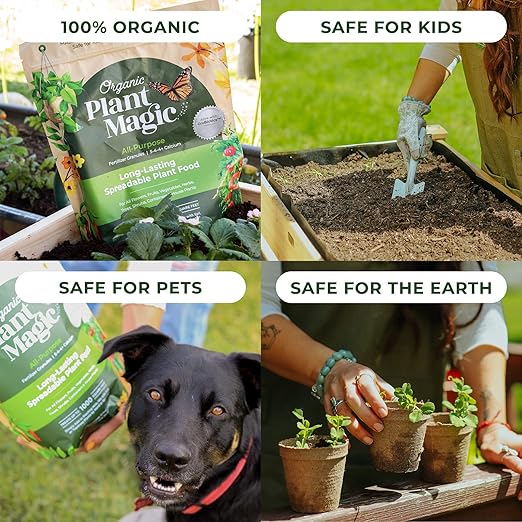 Organic Plant Magic Compressed Organic Potting Soil for Garden Plants &amp Vegetables + Truly Organic™ Slow Release Granular Fertilizer