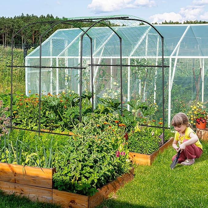 DoCred Large Garden Arch Trellis for Climbing Plants 87'' H x 75'' L x 71'' W Outdoor Grape Vine Trellis Arch Arbor Gazebo Grape Trellis for Climbing Plants Courtyard and Garden Decoration Black