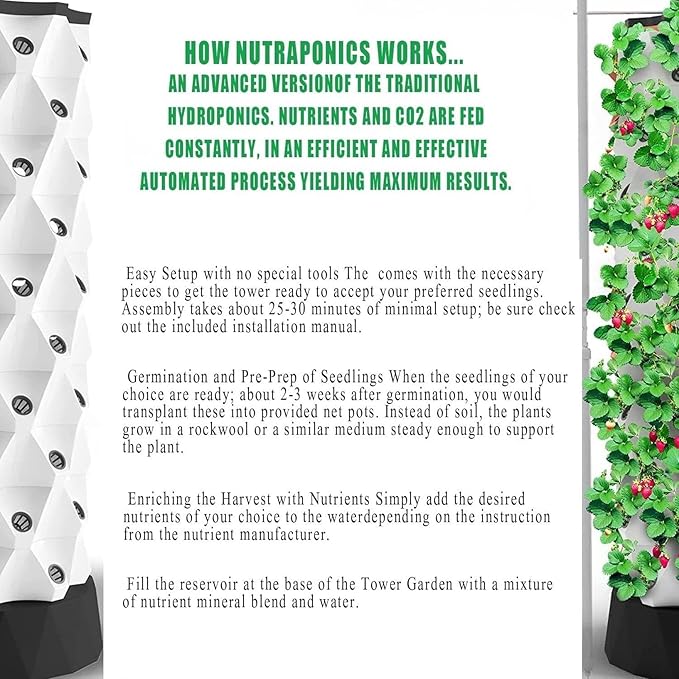 Hydroponic Growing Kits Vertical Hydroponic Indoor Growing System ｜Hydroponic Tower Grow System Kit Multi-Layer for Grow Fruits Vegetables Garden Germination Ki