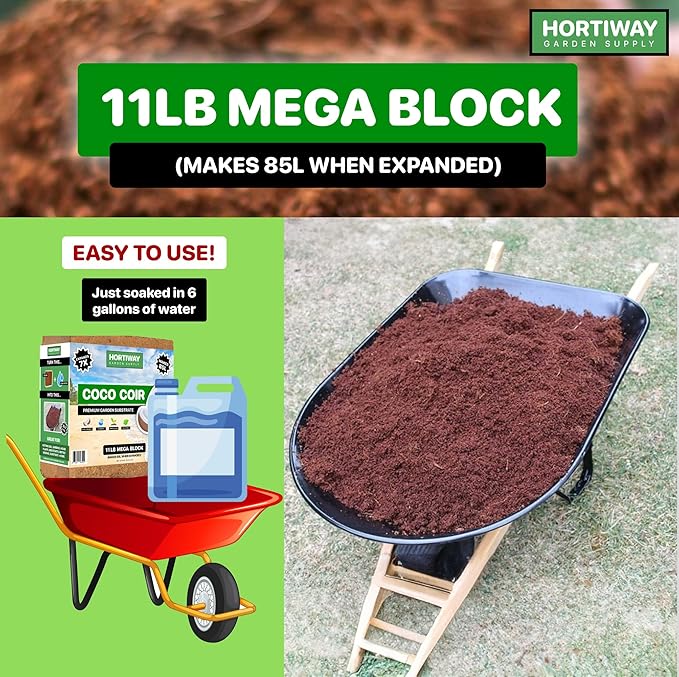 11lbs Premium Coco Coir Brick -100% Organic Coconut Coir for for Plants Low EC &amp pH Balance Natural Compressed Growing Medium Coconut Core for Gardening Planting &amp Potting Soil Substrate