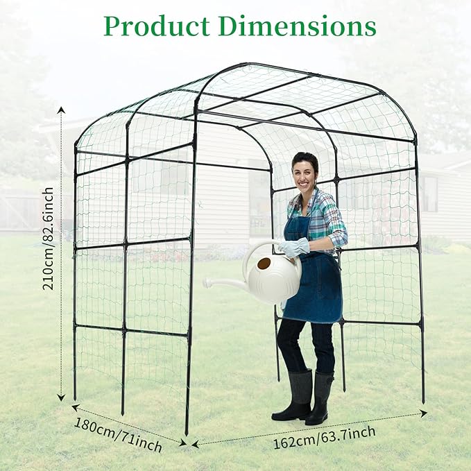 Garden Arch Trellis for Climbing Plants Outdoor Cucumber Trellis for Raised Bed Grape Vine Tomato Bean Tall Vegetable U Frame Plant Support Black