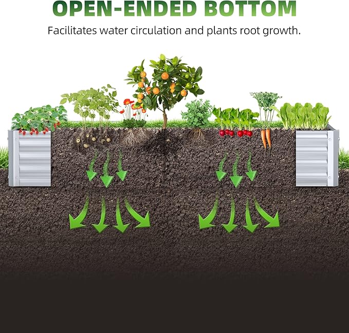 Highpro Raised Garden Bed 6x3x1ft Galvanized Metal Planter Boxes for Herbs Vegetables Flowers and Succulents Silver