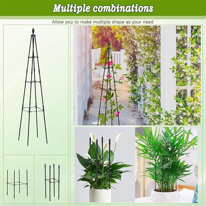 Cucumber Trellis - Foldable Metal Climbing Support Rust-Resistant Outdoor Plant Frame Vertical Growing Structure | Tomato Pea Bean Vegetable Flower Holder for Garden Patio Yard Indoor Greenhouse