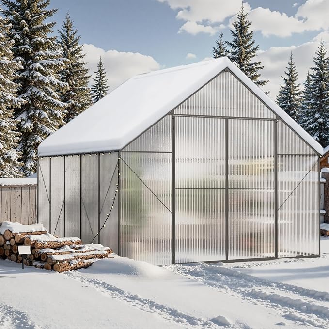 Green House for Outside Greenhouse for Outdoor Walk-in Garden Greenhouses Heavy Duty Polycarbonate Greenhouse Backyard Green Houses (10x10)