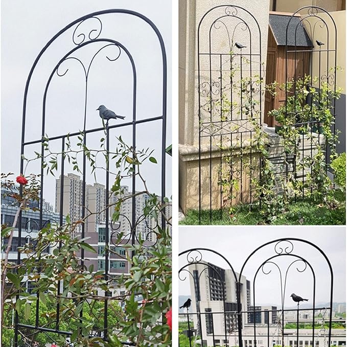 Garden Trellis Flower Stand 180cm 200cm Arched Outdoor Decoration with Bird Outdoor Rustproof Metal Support Fence for Climbing Plants Lawn Garden Backyard Patio(Size:200cm/78.7in)
