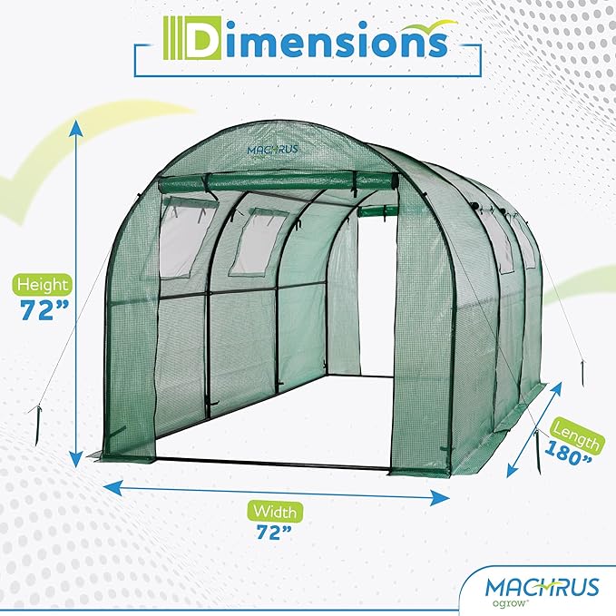Ogrow® Deluxe Walk-in Tunnel Greenhouse with Cover - Green