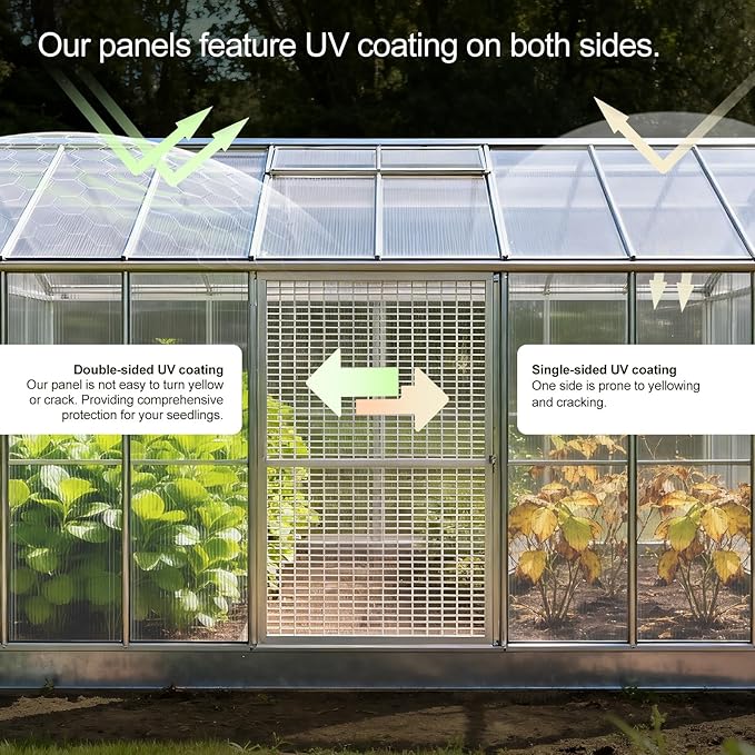 UMIG 12 PCS 4' x 2' x 0.16'' Polycarbonate Greenhouse Panels Twin-Wall Waterproof UV Protected Corrugated Plastic Roof Panels Sheets Clear Replacement Panels for Greenhouse Outdoor Plant