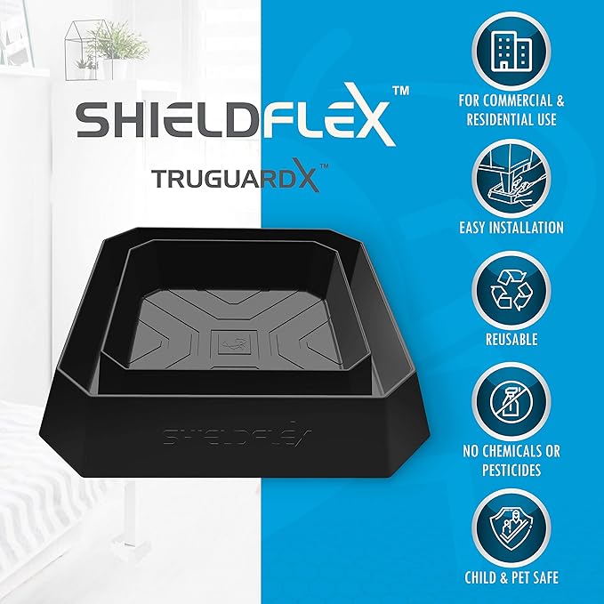 Bed Bug Trap — 8 Pack | TruGuard X Bed Bug Interceptors (Black) | Eco Friendly Traps for Bed Legs | Reliable Insect Detector Interceptor and Monitor for Pest Control and Treatment