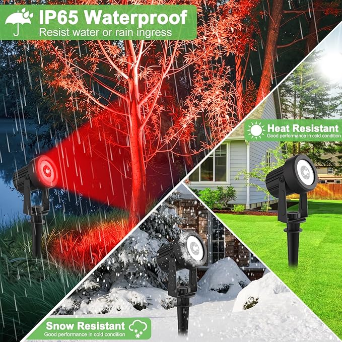 Solar Spotlights Outdoor Waterproof RGB Landscape Spotlights Christmas Decorative Solar Spot Lighting for Garden Yard Pathway Lawn Poolside Party 4-in-1 Mounted (RGB 2 Pack)