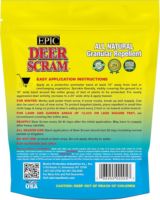 Epic Repellents Deer Repellent Granules - All Natural Pet Safe Mint Scent - 10 lb - Granule