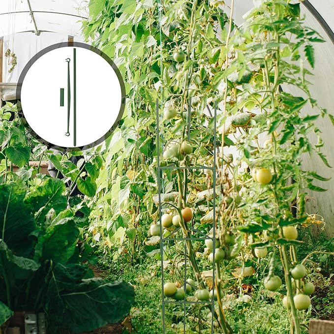 VICASKY 3 Sets Tomato Plant Climbing Stand Trellis for Garden and Indoor Potted Plants Metal Triangle Frame with 27 Rods 27 Connectors and 18 Fasteners for Vegetable and Flower Vine