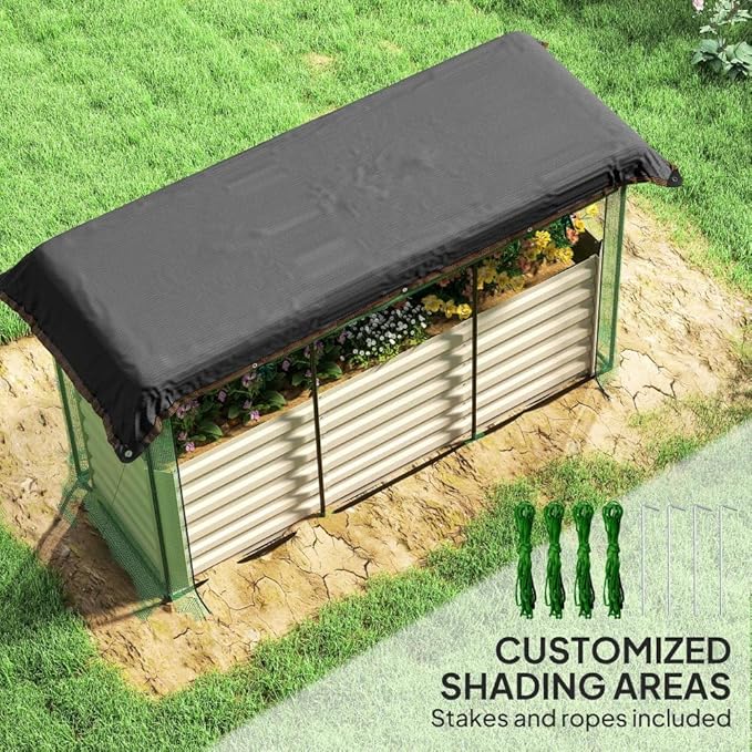 Heavy-Duty Galvanized Steel Raised Garden Bed Kit with Assembly Tools Sturdy Planter Box for Vegetables Flowers and Herbs (Beige + HDPE + Steel-1)