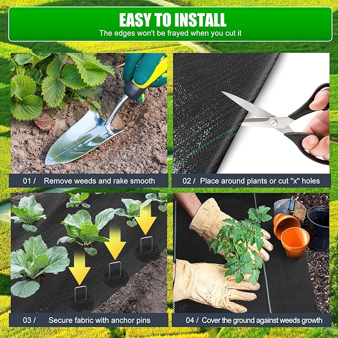 6.5ft x330ft Black Weed Barrier Landscape Fabric Heavy Duty 3.2OZ French Drain Fabric Ground Cover Weed Cloth for Erosion ControlOutdoor Gardening Weed Control Mat