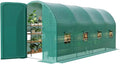 Walk-in Tunnel Greenhouse 6.5 x 15 x 6.5 FT Large Outdoor Greenhouse with Door &amp Vent Windows Heavy-Duty Frame and Green PE Cover for Backyard Gardening