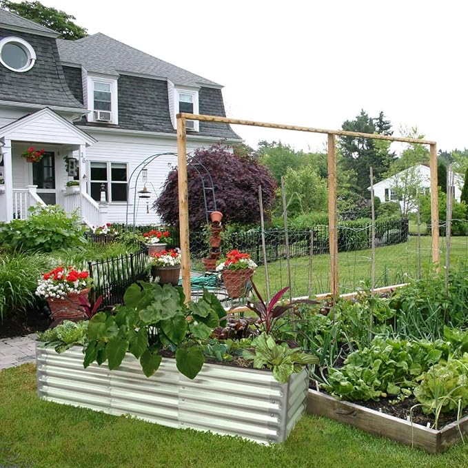17“ Tall Galvanized Raised Garden Bed 6ftx2ft/4ftx4ft Metal Raised Garden Bed Kit Rectangular Raised Planter Garden Deep Root Box Planter for Vegetables Flowers Herbs and Succulents