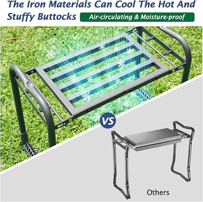 ikkle 838LB+ Capacity Garden Kneeler and Seat - Ultra Heavy Duty Stool Bench with Thick Soft Pad Gift for Gardeners