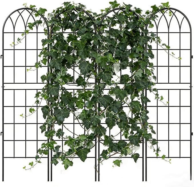 4 Pack Metal Garden Trellis for Climbing Plants Black Metal Garden Trellis for Vines Plant Rose Vegetable SupportLarge Decorative Outdoor Trellis