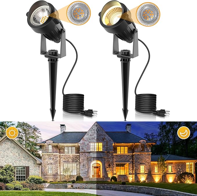LOHAS Landscape Spot Lights Outdoor 5w 2pack+Flood Lights Outdoor 50W 2pack
