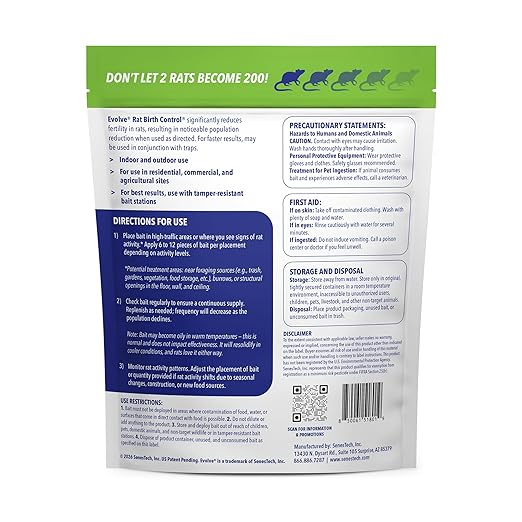 Evolve Rat Birth Control Soft Bait Sausages – 1.5 lbs | Scientifically Proven Rat Population Control | Not a Poison Long-Term Population Management (Packaging May Vary)