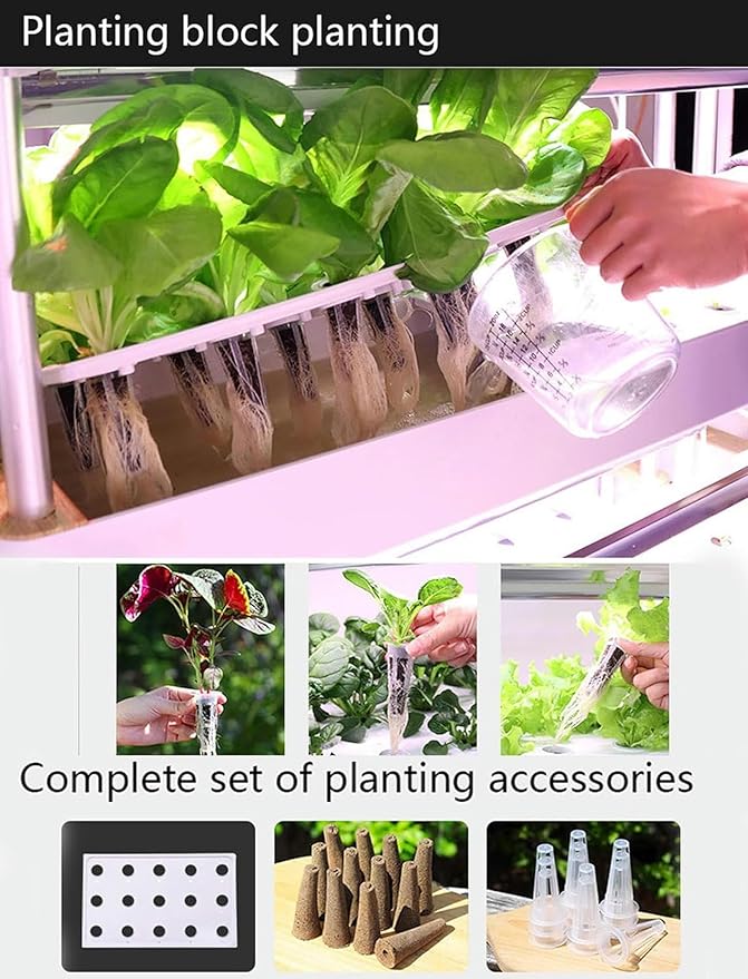 Intelligent Hydroponic Culture with Growth LED Light Hydroponic Tower of 48/64/90/120 Holes Self -Winding Culture Kit Herbal Garden Germination Kit