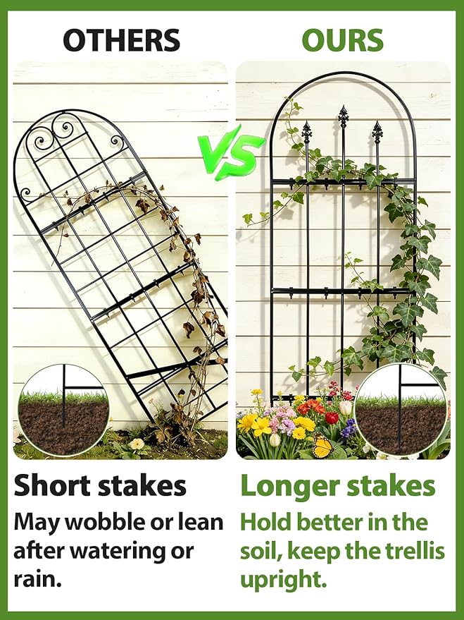 2 Pcs Garden Trellis for Climbing Plants Outdoor - 47'' H x 15.7'' W Rustproof Plant Metal Support Wire Decorative Lattice Panels for Climbing Vine Rose Ivy Cucumbers Flowers