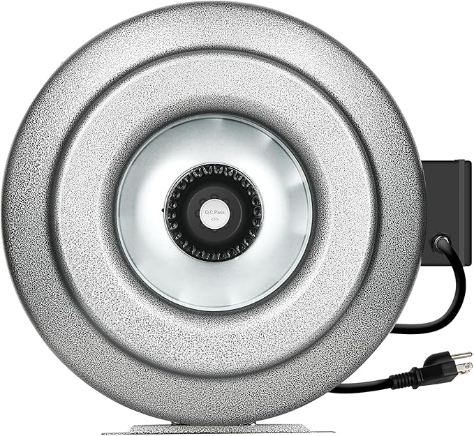 iPower 12 Inch 1060 CFM Inline Duct Window Ventilation Fan for Basement Kitchen Grow Tent Grow Room Grounded Power Cord Silver