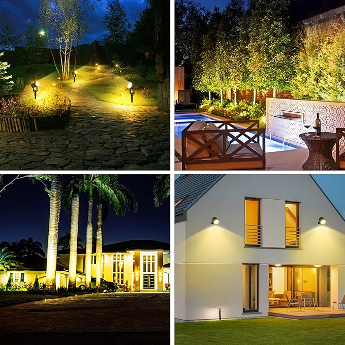 T-SUNUS Solar Spot Lights for Outdoor Warm White 3000K Landscape Spotlight IP65 Waterproof Separated Panel Uplights with 9.8ft Cable Auto On/Off for Tree Yard Lawn House Driveway Pathway Pool