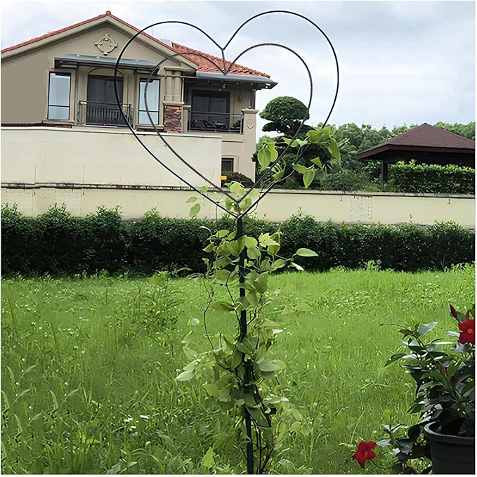LTSRLL Indoor/Outdoor Pot Trellis Three-Dimensional Heart-Shaped Garden Trellis for Climbing Plants 104cm/40.9 High Small Hoya Plant Support(Black)