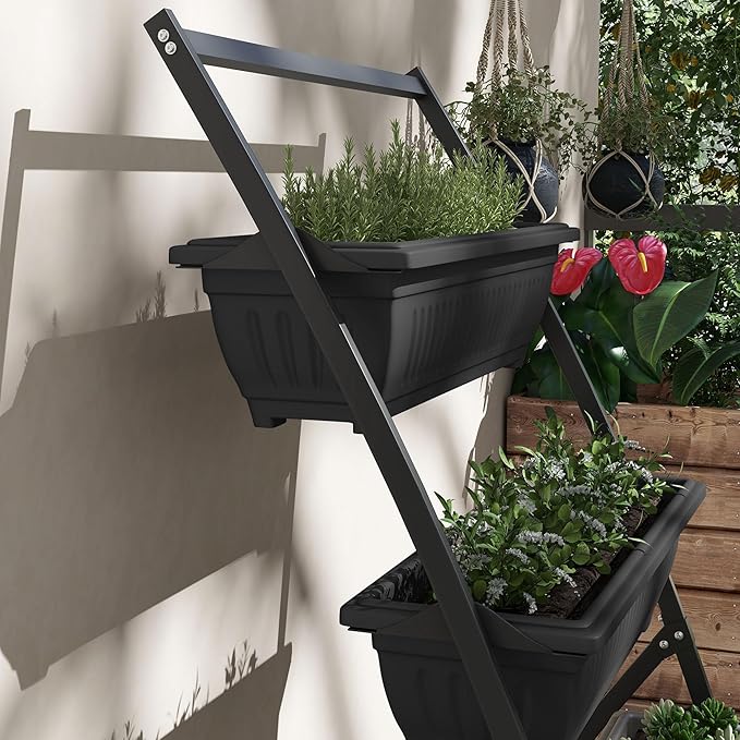 Outdoor Plant Stand Grow Container for Vegetable Flowers4 Tier Vertical Raised Garden Planter with 4 Boxes