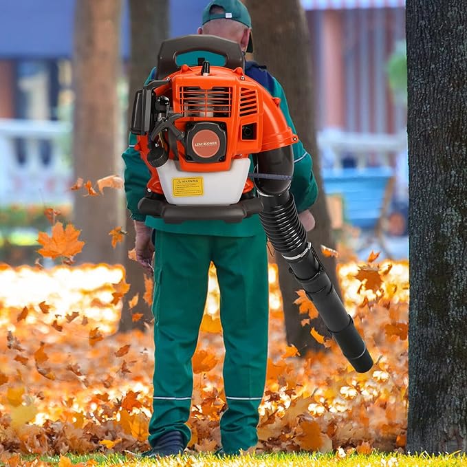 Backpack Leaf Blower 52CC 550 CFM 2-Stroke Engine Gas Leaf Blower High Strength Gas Powered Snow Blower Dust Blower for Outdoor from USA Fast Arrival (EB430)
