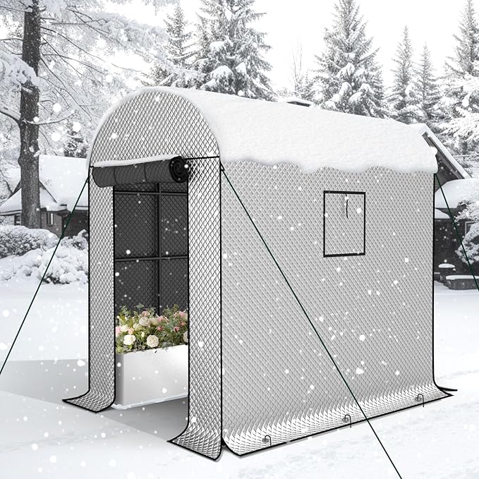 Greenhouses for Outdoors - 90.5'' × 50.8'' × 89.3'' Walk in Plant GreenhousesDouble-Layer Covering - PVC Film and Cotton Film Suitable for All Seasons