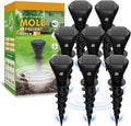 Solar Powered Mole Repellent for Lawns 8 Packs Ultrasonic Vole Repeller Outdoor IP 65 Waterproof Outdoor Ultrasonic Mole Deterrent Get Rid of Gopher Vole Skunk Groundhog Snake in Garden Yard Lawn