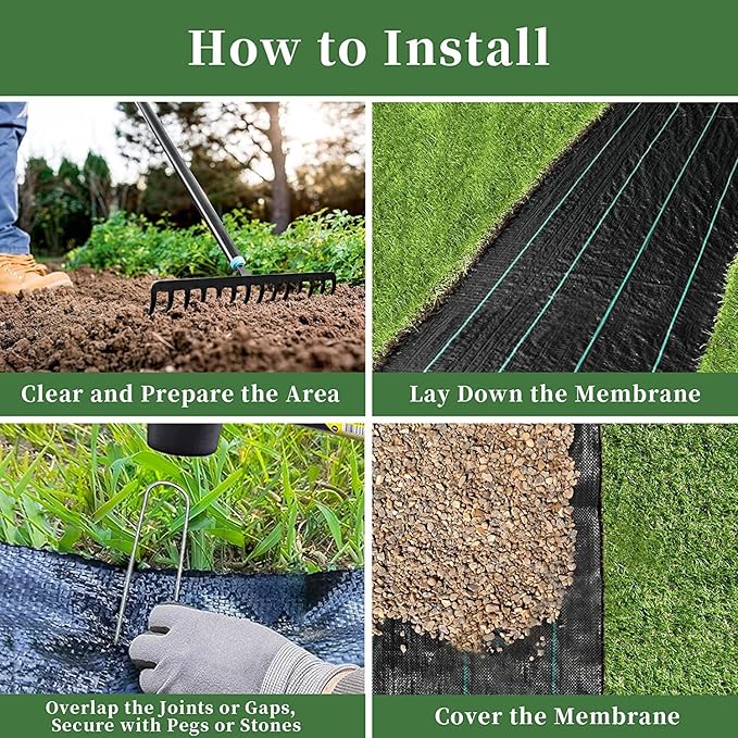 Premium Ground Cloth Weed Control Membrane for Patio Garden &amp Driveway - Heavy Duty Weed Barrier Fabric1pcs(1.8mx150m)