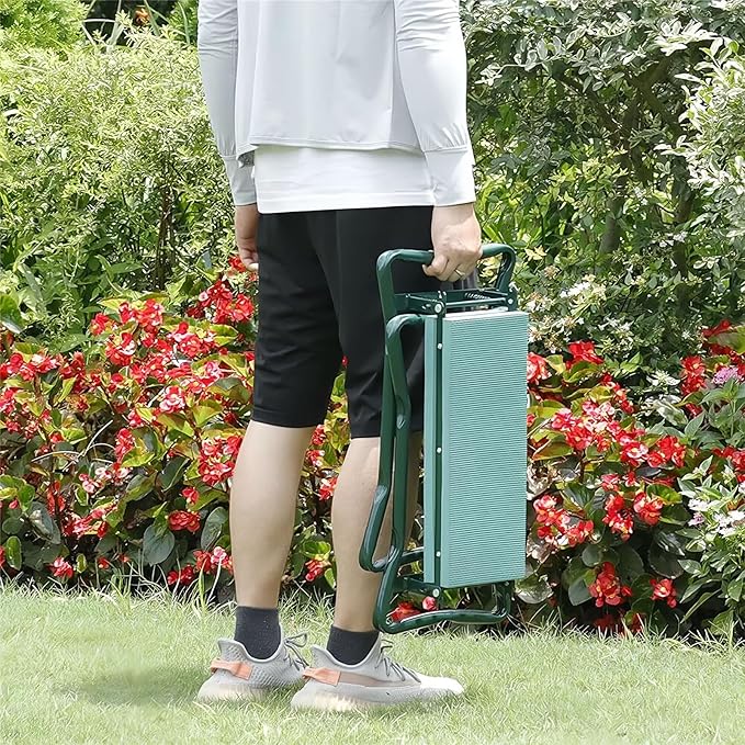 Foldable Garden Kneeler Seat Stool with Large Tool Bags Gardening Women Seniors Gardening Benches Kneeler and Seat
