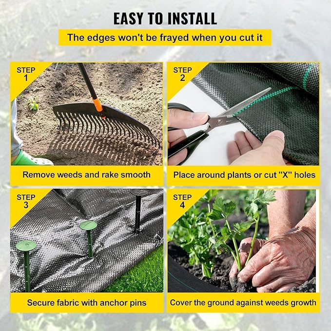 Premium Weed Barrier Fabric 2 * 3FT 300FT Heavy Duty 3.2OZ Woven Weed Control Fabric High Permeability Good for Flower Bed Geotextile Fabric for Underlayment Polyethylene