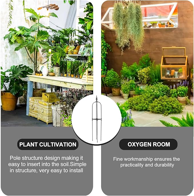 VICASKY Black 8mm Vine Climbing Rack and Garden Trellis for Indoor Outdoor Plants 20cm Diameter U-Shaped Climbing Frame 90cm Height Plant Support Structure