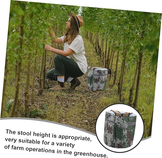 DOITOOL Portable Farming Stool with 25cm Height and Built-in Pocket Lightweight Foam Small Garden Stool for Outdoor Weeding and Field Work Wearable Chair Random Random Style