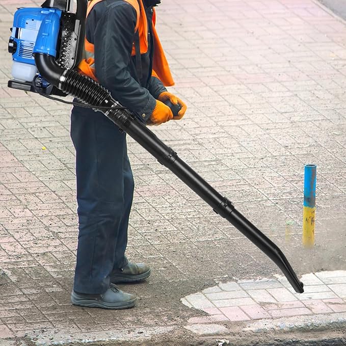 75.6CC Backpack Leaf Blower 750CFM 205MPH 4-Stroke Engine Gas Leaf Blower Back Pack Leaf Blowers Gas Leaf &amp Snow Blower for Lawn Garden &amp Commercial Use Blue BBX9900