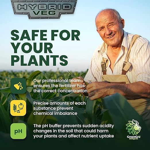 GreenGro Hybrid Veg Water-Soluble Fertilizer for Plants Highly Concentrated Liquid Plant Food for Indoor &amp Outdoor Gardens 12-12-12 6lb