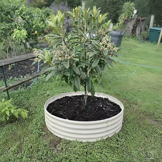 Premium Round Raised Garden Bed 4FT Large Thickened Galvanized Metal Planter Box 0.7mm Reinforced Rust-Resistant Easy DIY Assembly Above Ground Gardening Bed for Vegetables Flowers &amp Herbs