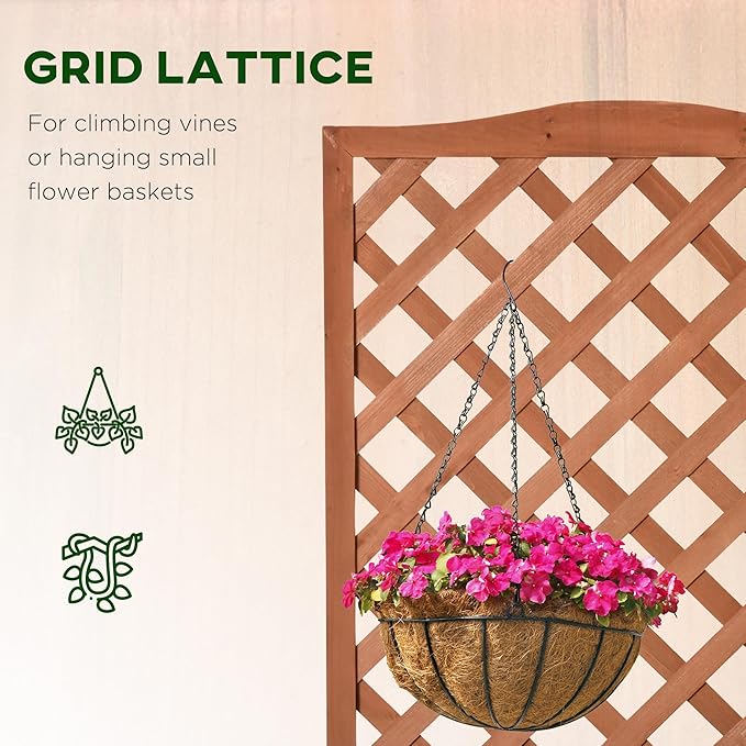 Outsunny Wooden Raised Garden Bed with Trellis 46 Planter Box to Grow Vegetables Herbs and Flowers for Backyard Patio Brown