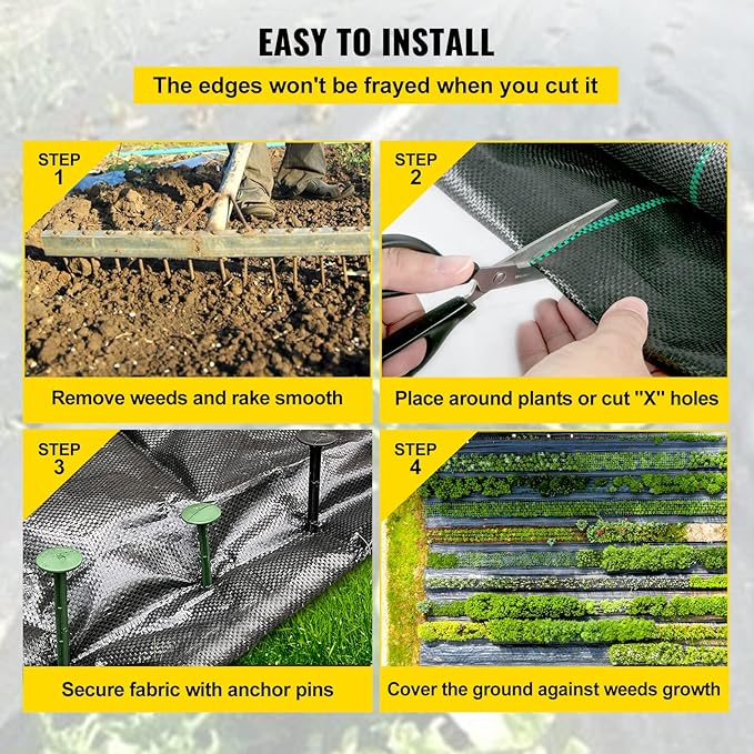 Heavy Duty 3FT x 500FT Woven Weed Barrier Landscape Fabric - 5OZ Gardening Weed Blocker Geotextile Drainage &amp Driveway Ground Cover for Landscaping and Weed Control