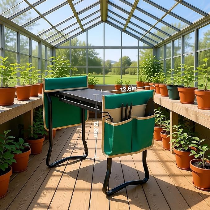 Garden Kneeler and Seat Folding Garden Stool with Thick EVA Pad Heavy Duty Garden Bench with Tool Pouches for Gardening Yard Work