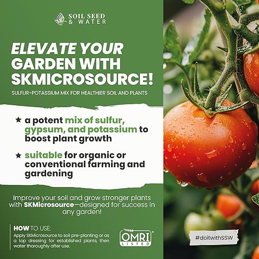 Soil Seed &amp Water SKMicrosource – Sulfur and Potassium Nutrient Mix Soil Conditioner Fertilizer with micronutrients Iron zinc and Magnesium - OMRI Listed Organic Fertilizer