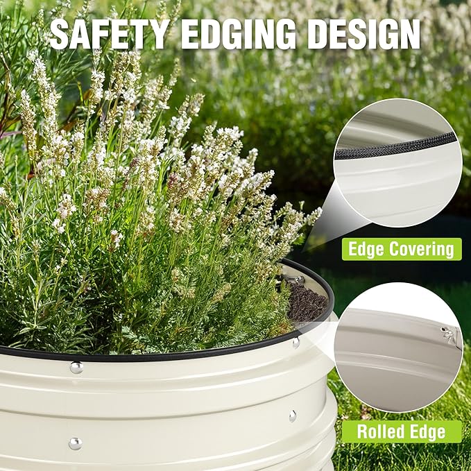 WORKPRO 3Pcs 2x2x1ft Galvanized Raised Garden Bed Set Rust &amp Corrosion Protection Easy Assembly Safe Edge Ideal for Vegetables &amp Flowers White