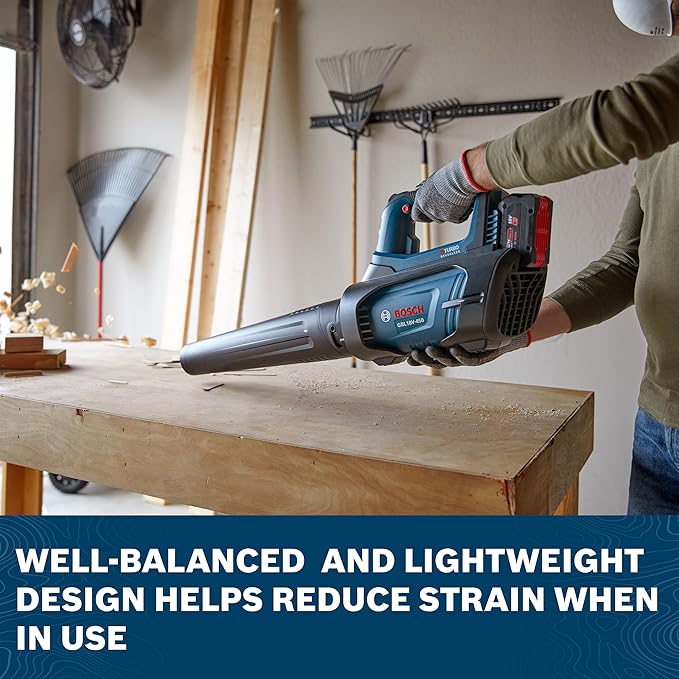 BOSCH GBL18V-450N 18V Brushless Cordless Leaf Blower 450 CFM Jobsite Air Broom for Workshop &amp Yard Cleanup (Bare Tool)