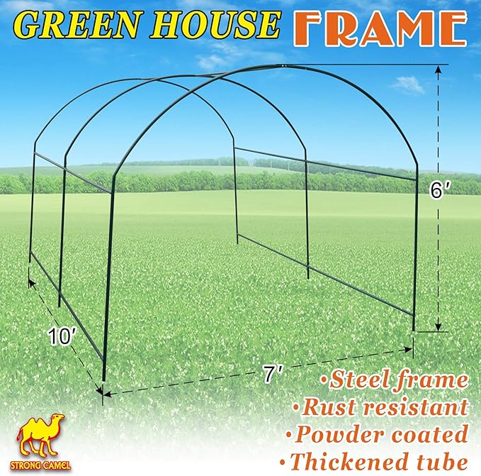 Strong Camel Greenhouse Replacement Frame for 10'X7'X6' Larger Hot Garden House  Support Arch Frame Climbing Plants/Flowers/Vegetables (10'X7'X6')